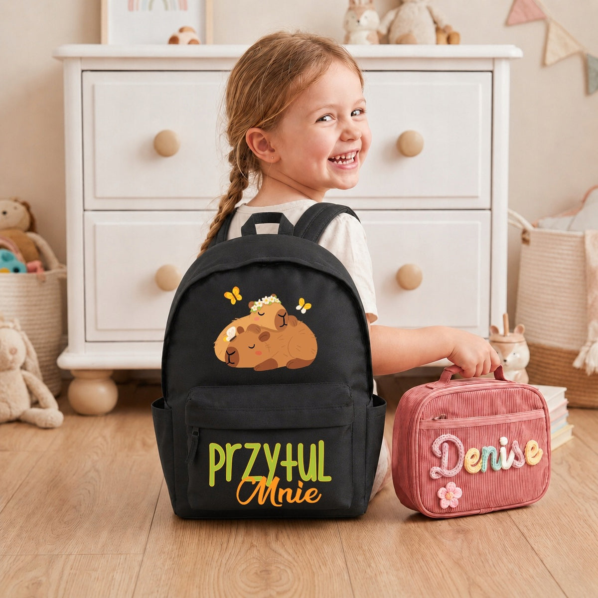 SCHOOL BACKPACK SATCHEL BLACK WASHER FOR SCHOOL 1-3 HUG ME CAPYBARA Manufacturer code Plecak PRZYTUL MNIE KAPIBARA