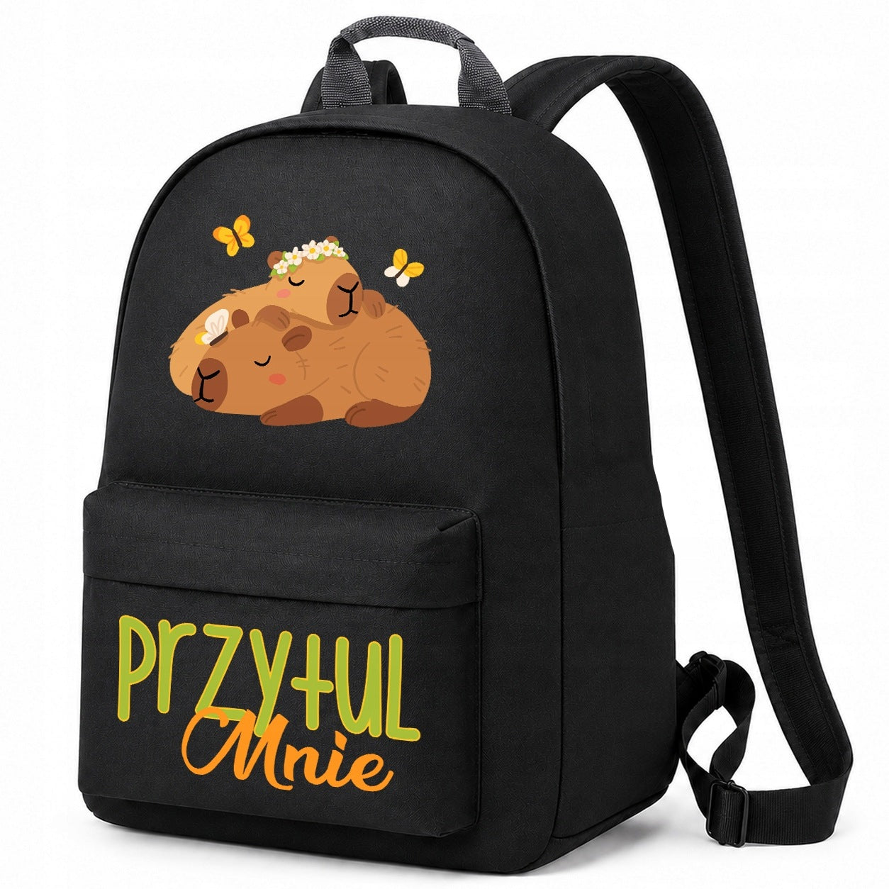 SCHOOL BACKPACK SATCHEL BLACK WASHER FOR SCHOOL 1-3 HUG ME CAPYBARA