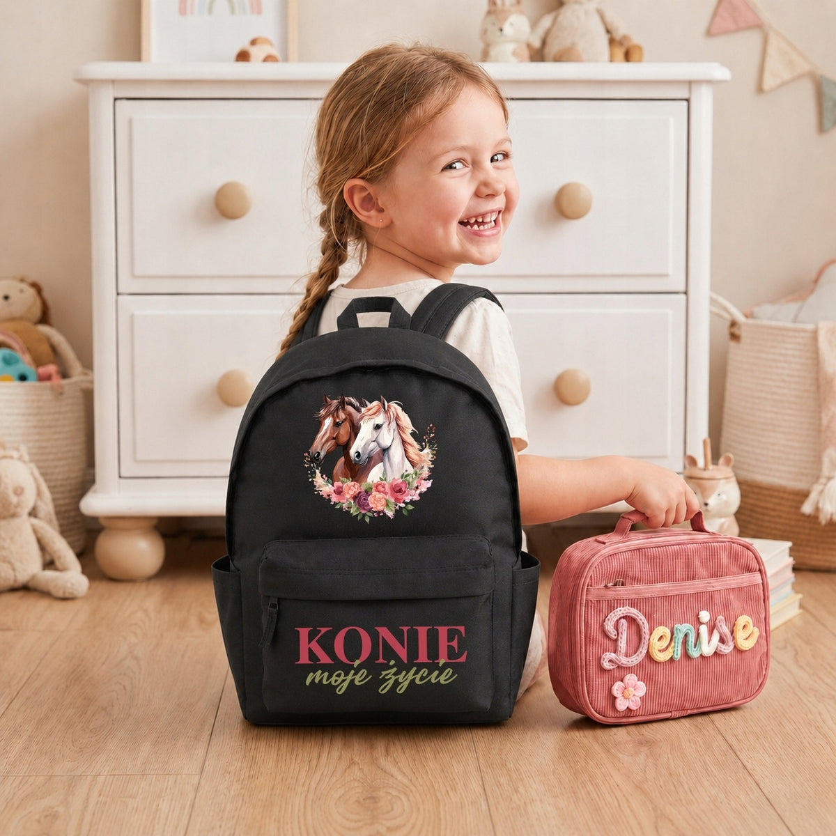 SCHOOL BACKPACK SATCHEL BLACK WASHING FOR SCHOOL 1-3 HORSES IS MY LIFE Manufacturer code Plecak KONIE TO MOJE ŻYCIE