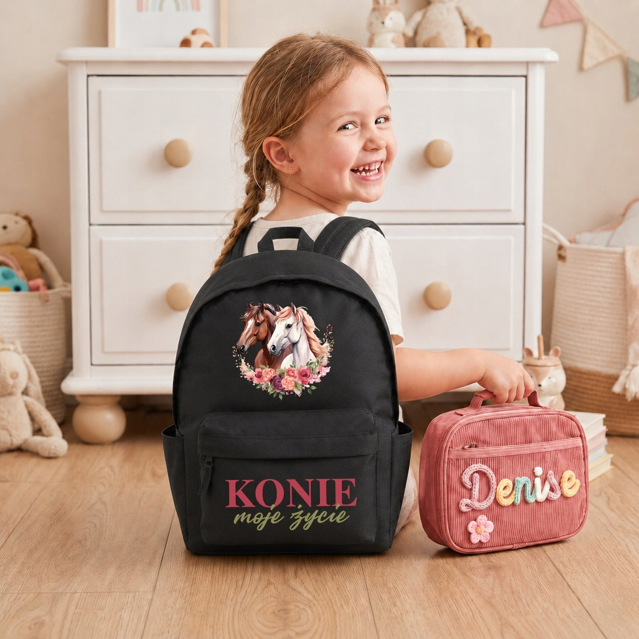 SCHOOL BACKPACK SATCHEL BLACK WASHING FOR SCHOOL 1-3 HORSES IS MY LIFE Manufacturer code Plecak KONIE TO MOJE ŻYCIE