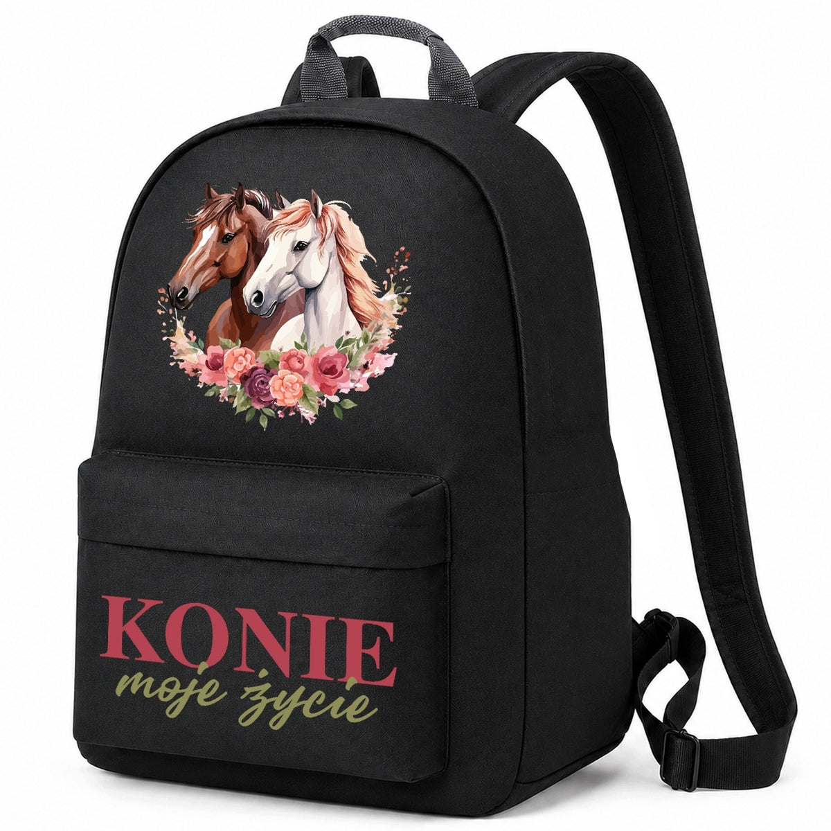SCHOOL BACKPACK SATCHEL BLACK WASHING FOR SCHOOL 1-3 HORSES IS MY LIFE