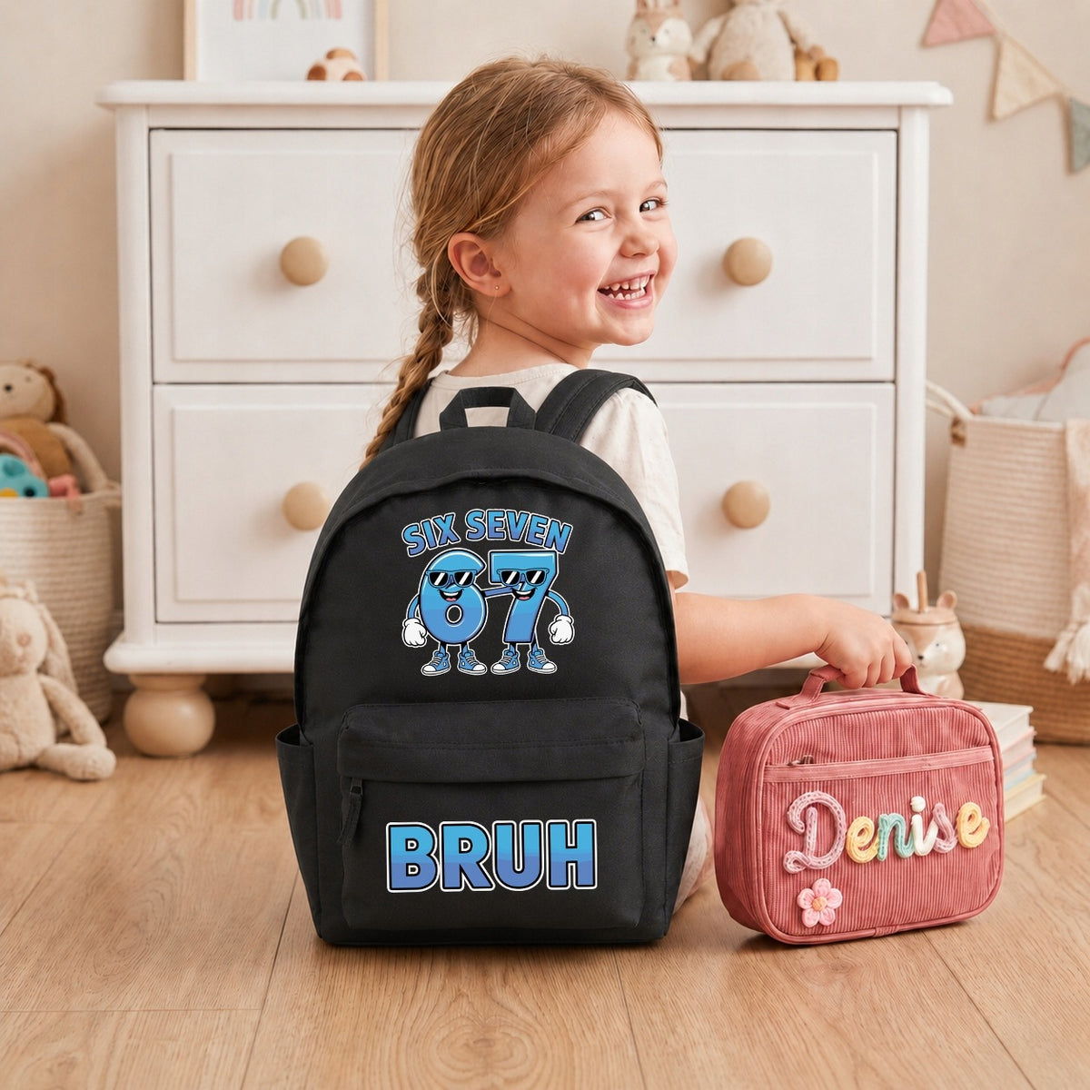 SCHOOL BACKPACK SATCHEL BLACK WASHING MACHINE FOR SCHOOL 1-3 KL SIX SEVEN 67 BRUH Manufacturer code Plecak SIX SEVEN 67 BRUH