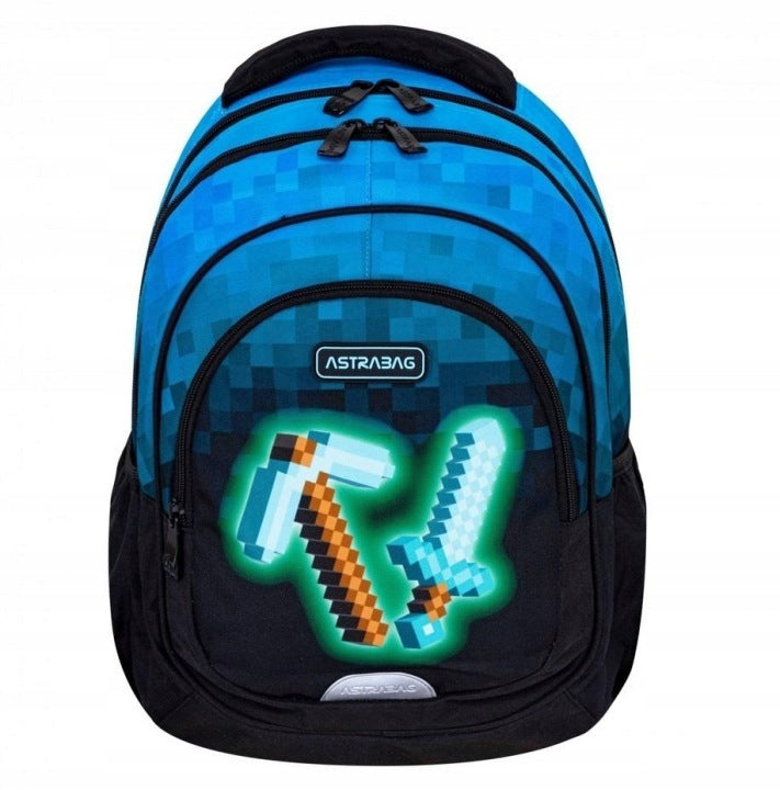 SCHOOL BACKPACK SATCHEL FOR BOY CLASS 1-3 PIXELS PICKAXE PLAYER Manufacturer code 5908147900908