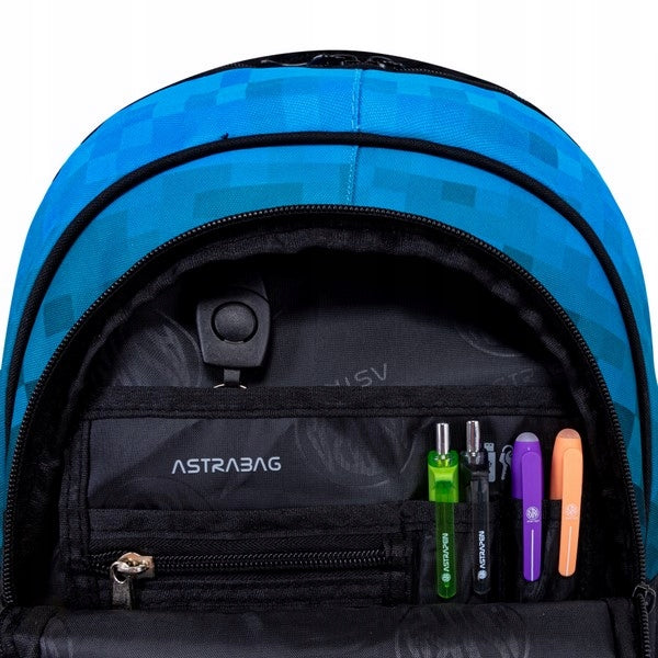 SCHOOL BACKPACK SATCHEL FOR BOY CLASS 1-3 PIXELS PICKAXE PLAYER Packaging status original