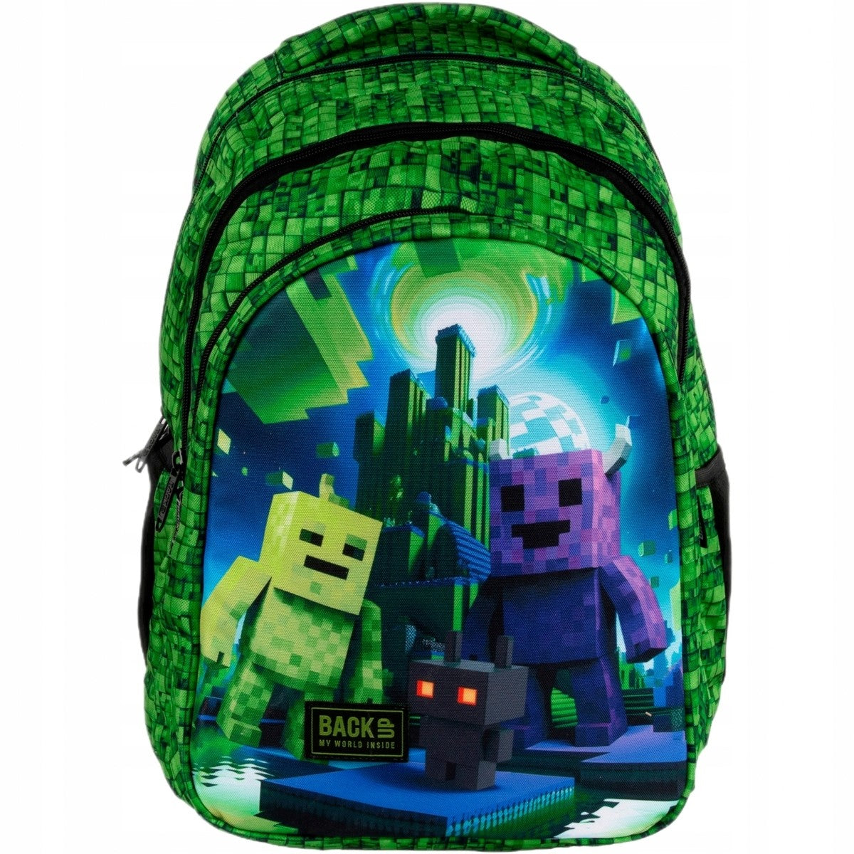 SCHOOL BACKPACK SATCHEL FOR BOY PIXEL GAME FOR PLAYER 3in1 Brand Back Up