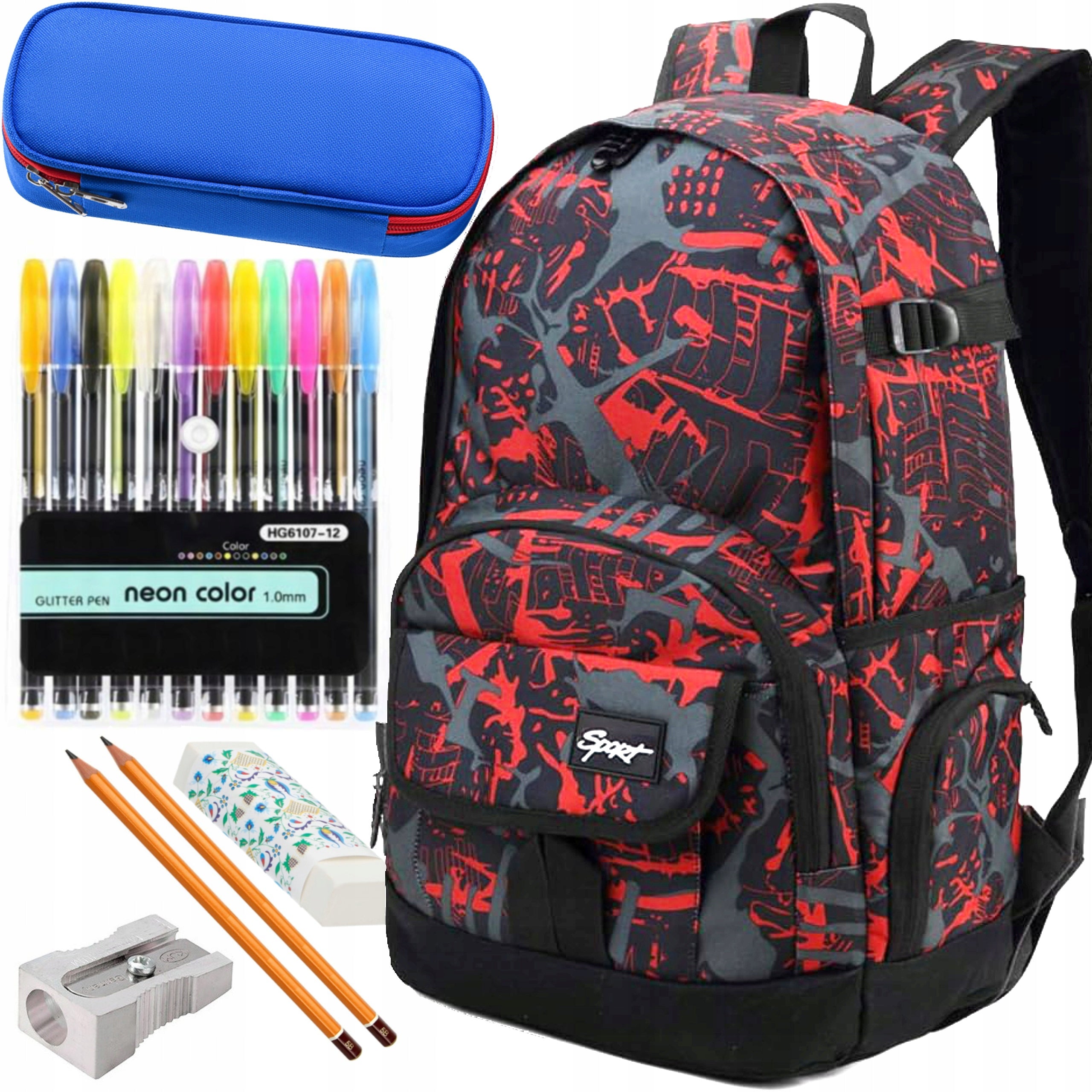 SCHOOL BACKPACK SATCHEL FOR BOY YOUTH MULTI-CHAMBER PENCIL CASE 1-3