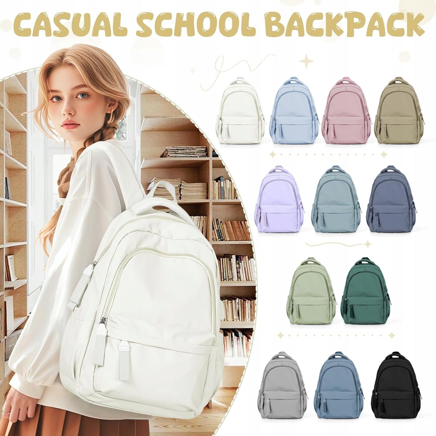 SCHOOL BACKPACK SATCHEL FOR CHILDREN TO SCHOOL A4 THREE-CHAMBER GREEN Manufacturer code PLECAK DLA DZIECKA DO SZKOŁY BEŻOWY