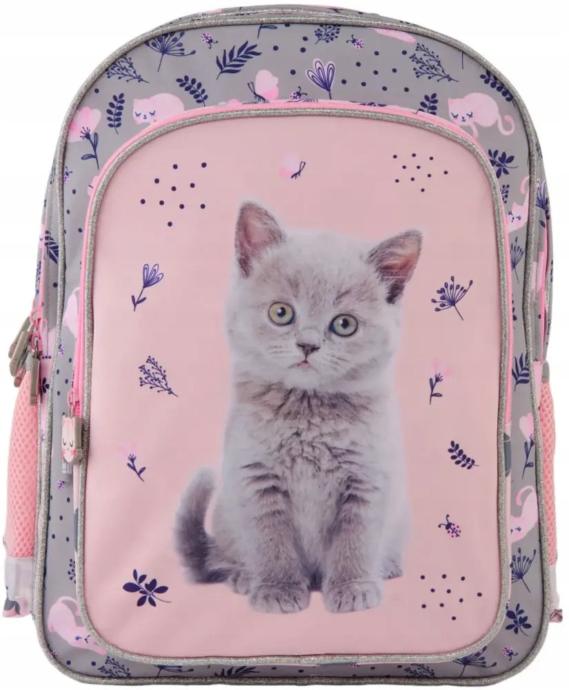 SCHOOL BACKPACK SATCHEL FOR GIRLS CAT KITTEN CLASS 1-3 Brand Paso