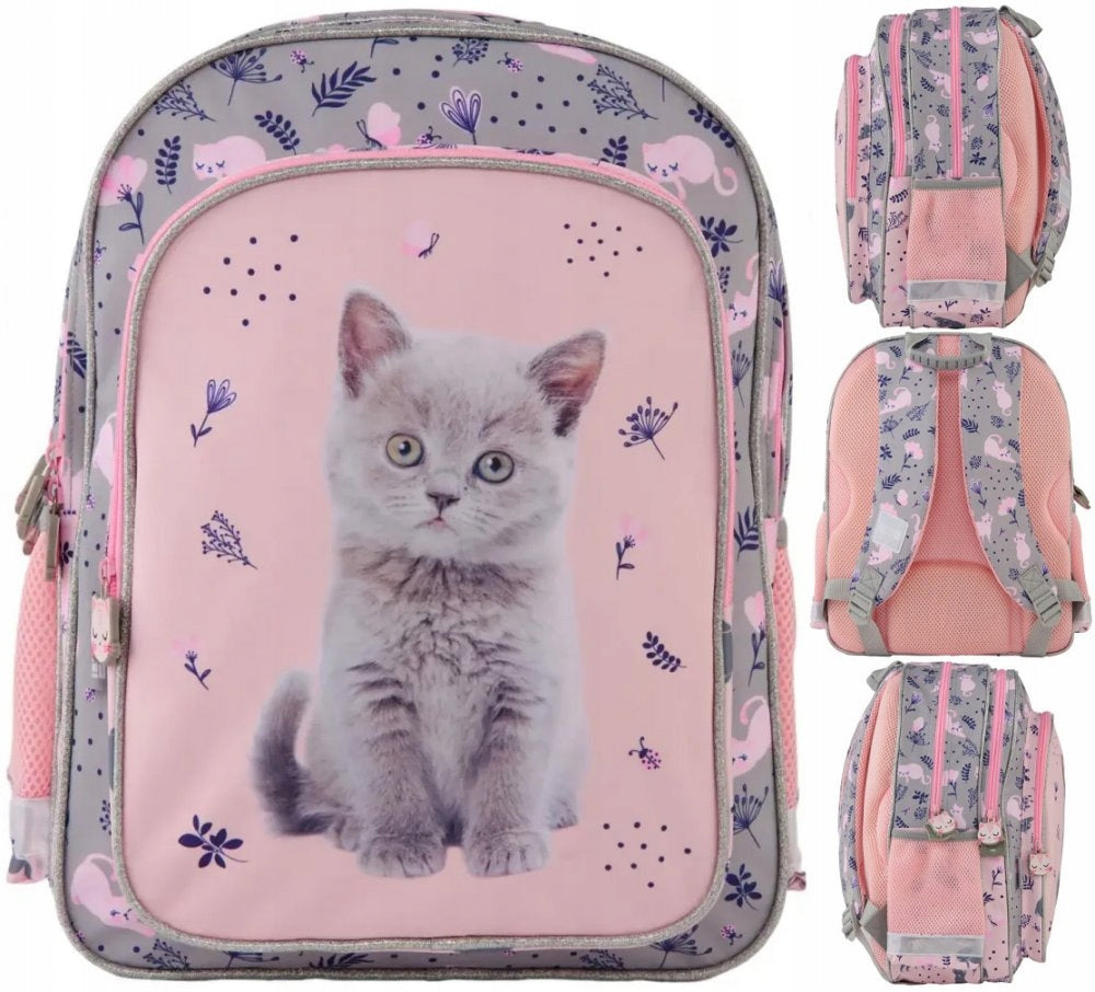 SCHOOL BACKPACK SATCHEL FOR GIRLS CAT KITTEN CLASS 1-3 EAN (GTIN) 5903162127064