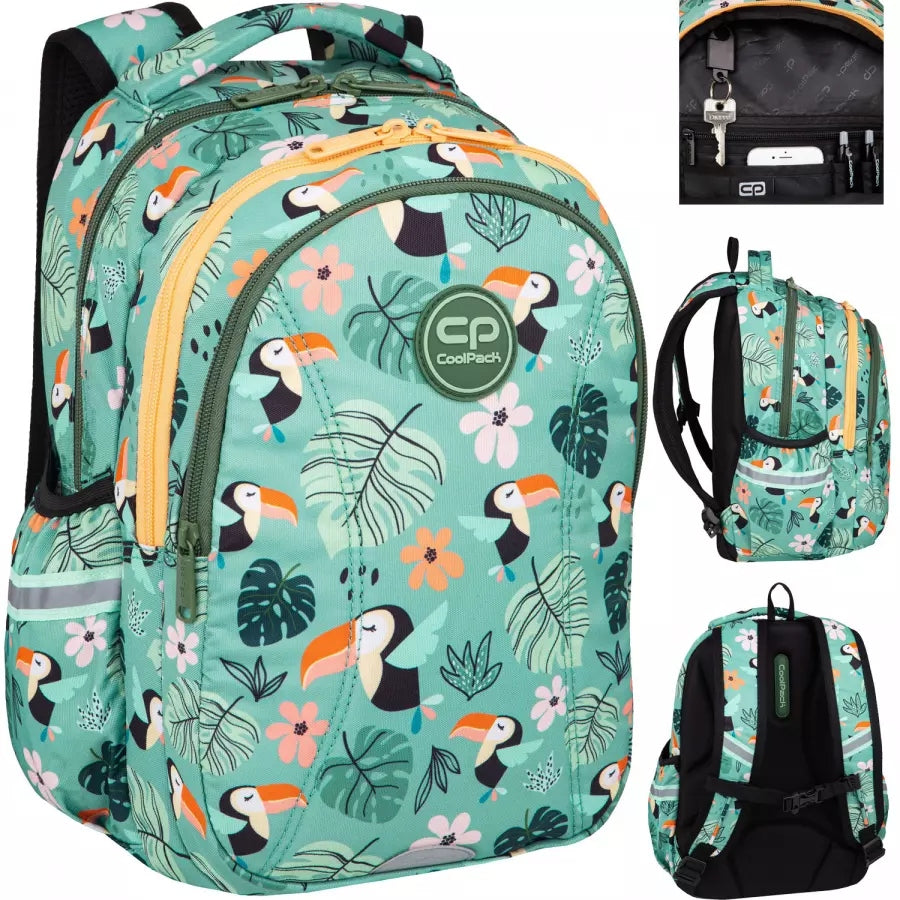 SCHOOL BACKPACK SATCHEL FOR GIRLS CLASS 1-3 CP MINT IN TOUCANS