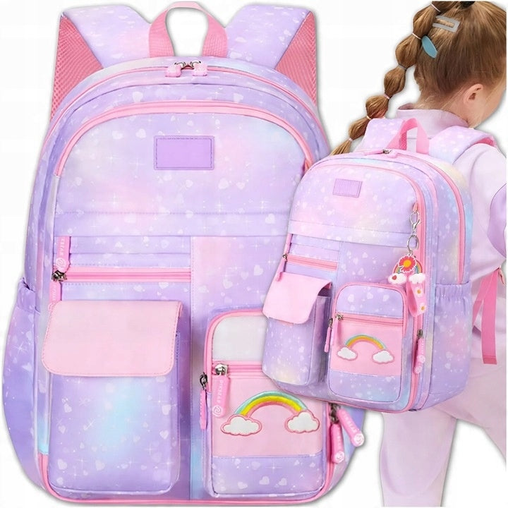 SCHOOL BACKPACK SATCHEL FOR GIRLS CLASS 1-3 MULTI-CHAMBERS FOR SCHOOL