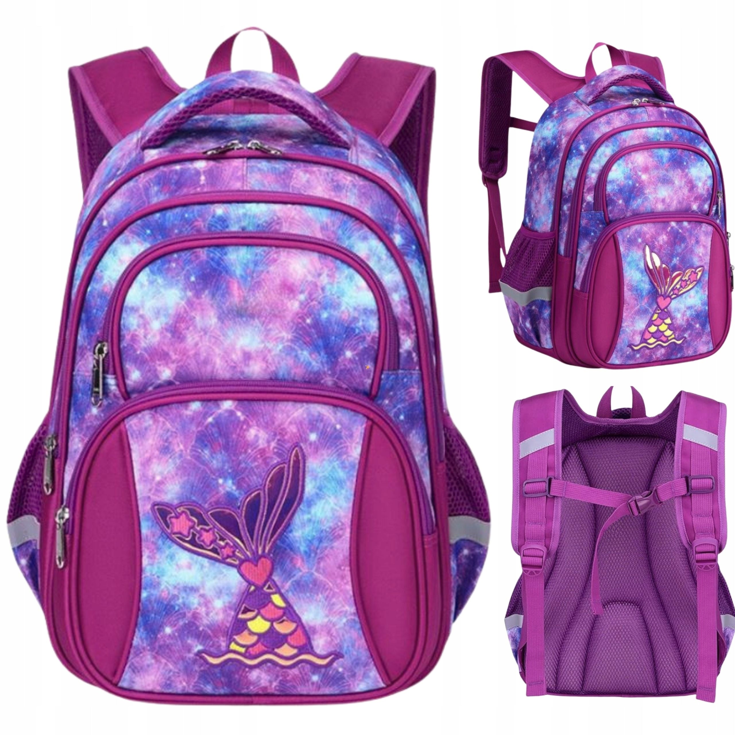 SCHOOL BACKPACK SATCHEL FOR GIRLS MERMAID TAIL A4 LIGHT TO CLASS 1-3