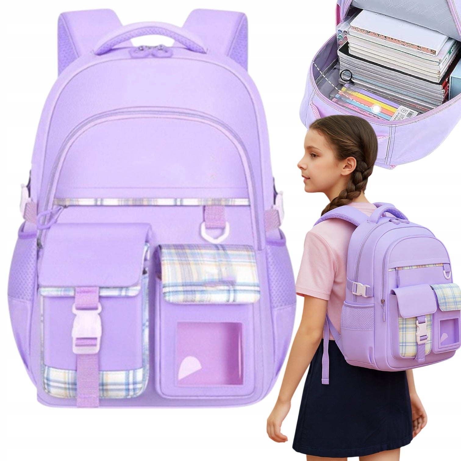 SCHOOL BACKPACK SATCHEL FOR GIRLS ROOMY LARGE CLASS 4-6