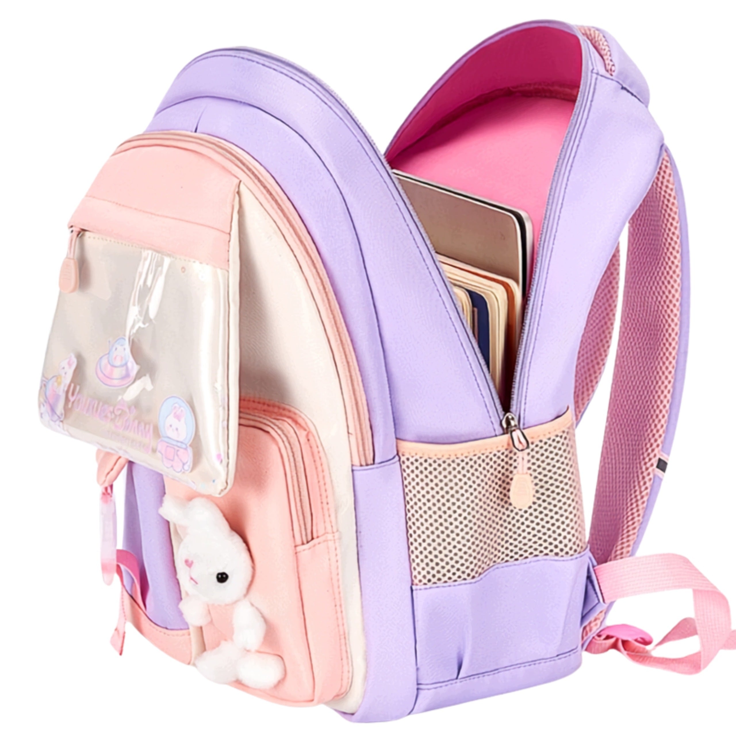 SCHOOL BACKPACK SATCHEL FOR GIRLS WITH RABBIT LIGHT ROOMY Packaging status original