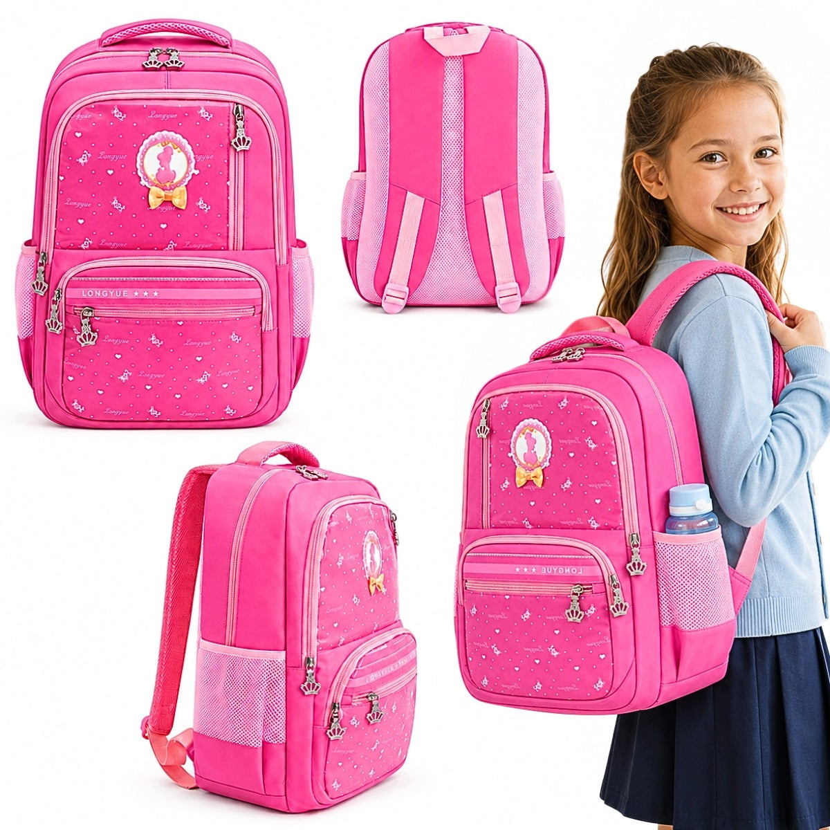 SCHOOL BACKPACK SATCHEL For Girls LARGE Lightweight Spacious MULTI-CHAMBER