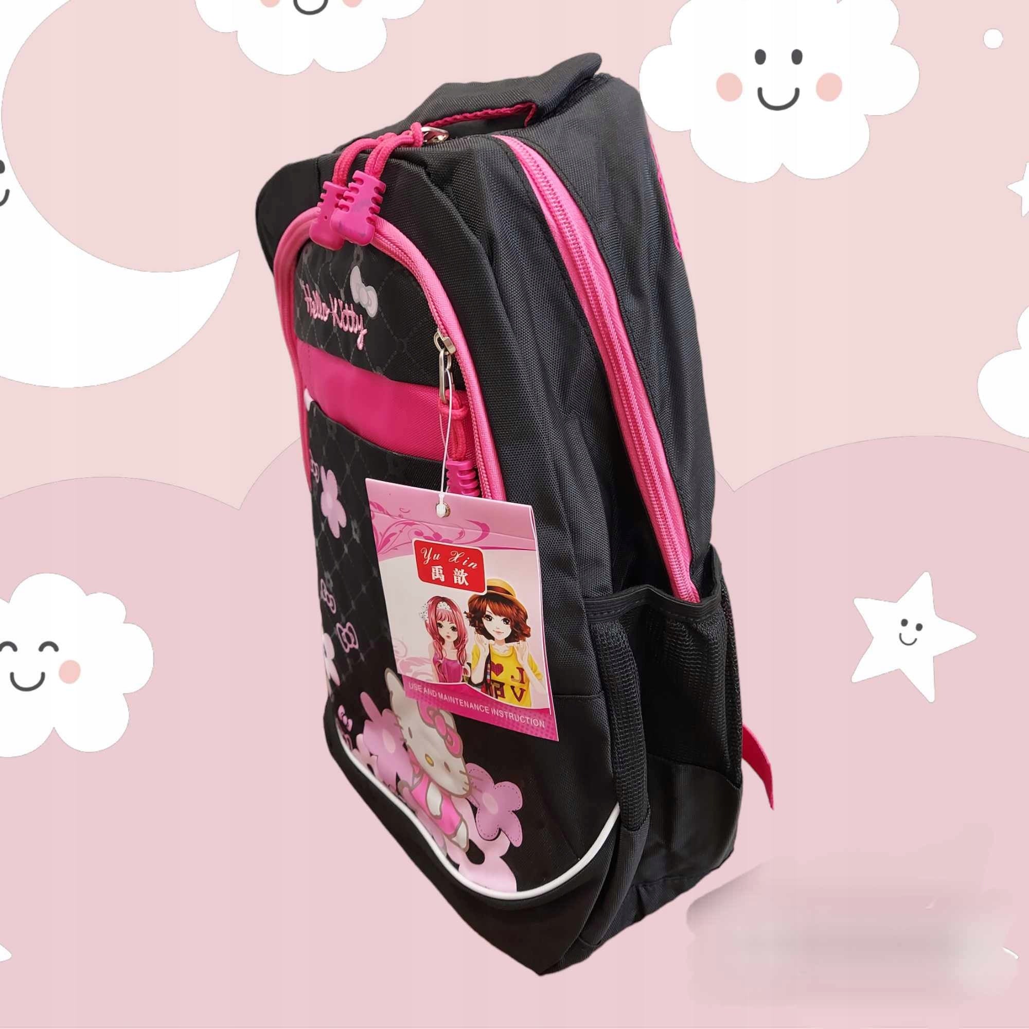 SCHOOL BACKPACK SATCHEL Hello Kitty A4 BLACK PINK Packaging status original