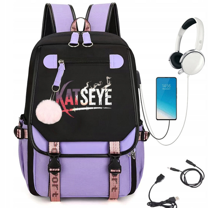 SCHOOL BACKPACK SATCHEL KATSEYE USB PATTERNS A4 LARGE COLORS MANY STYLE Brand no brand