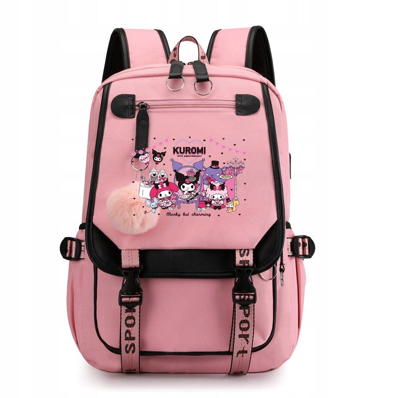 SCHOOL BACKPACK SATCHEL Kuromi USB PATTERNS A4 LARGE high quality