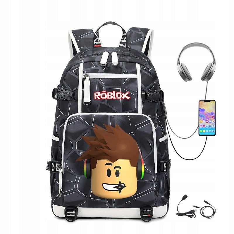 SCHOOL BACKPACK SATCHEL MINECRAFT ROBLOX USB PATTERNS LARGE COLORS PATTERNS STYLE Packaging status original