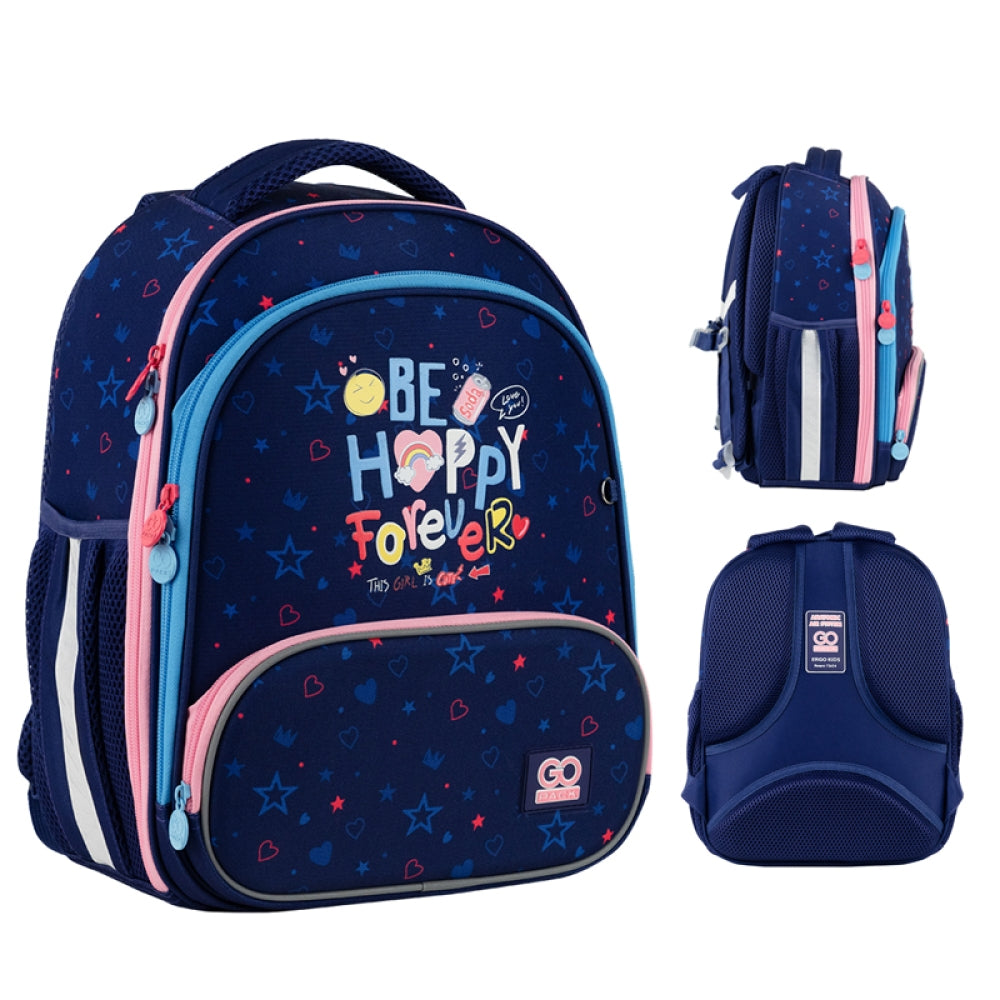 SCHOOL BACKPACK SATCHEL MULTI-CHAMBER FOR GIRLS BLUE GoPack