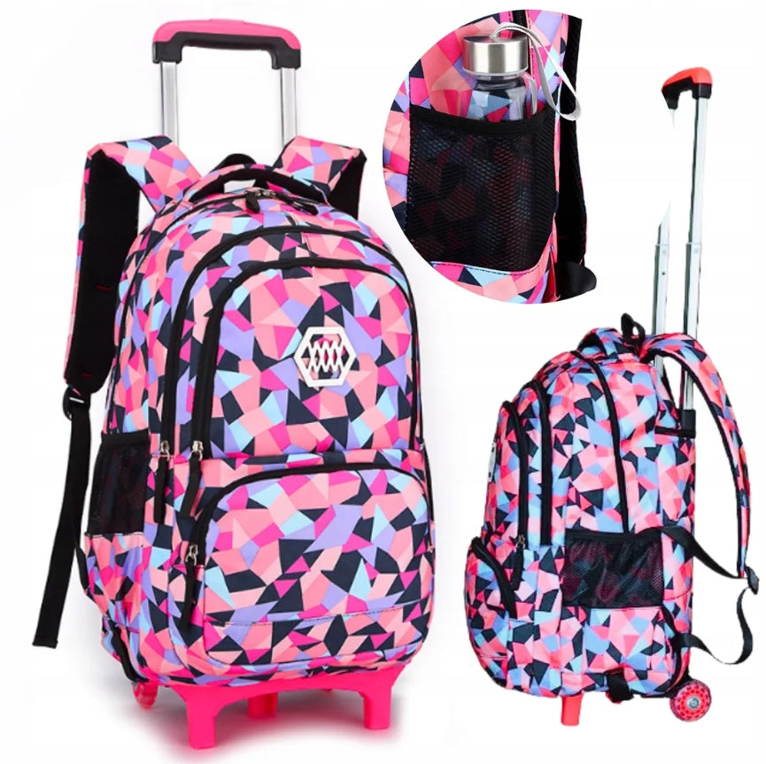 SCHOOL BACKPACK SATCHEL ON WHEELS FRAME FOR GIRLS ROOMY class 1-3