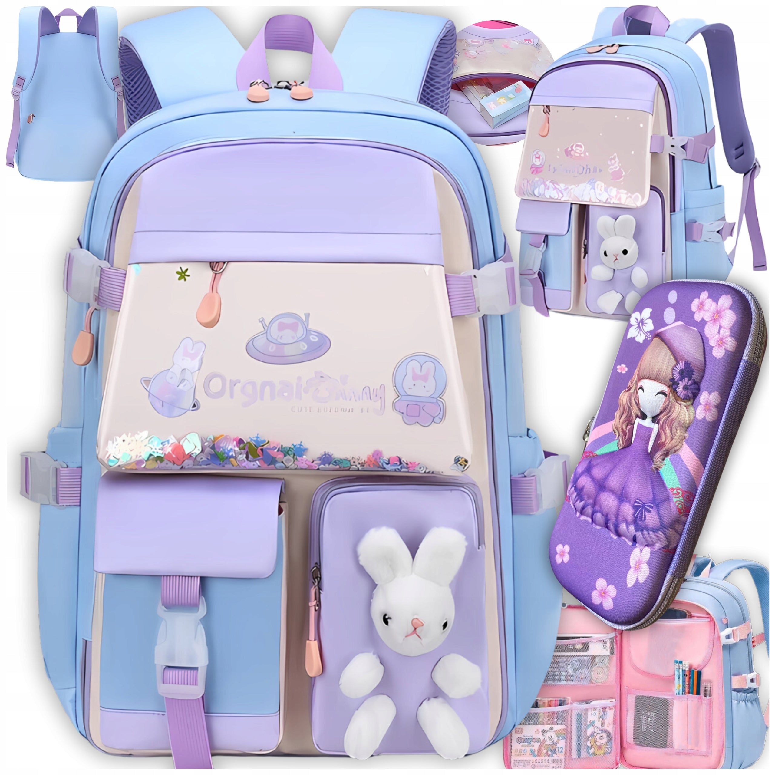 SCHOOL BACKPACK SATCHEL PENCIL CASE RABBIT HARE FOR GIRLS BN 180 kl 1-3
