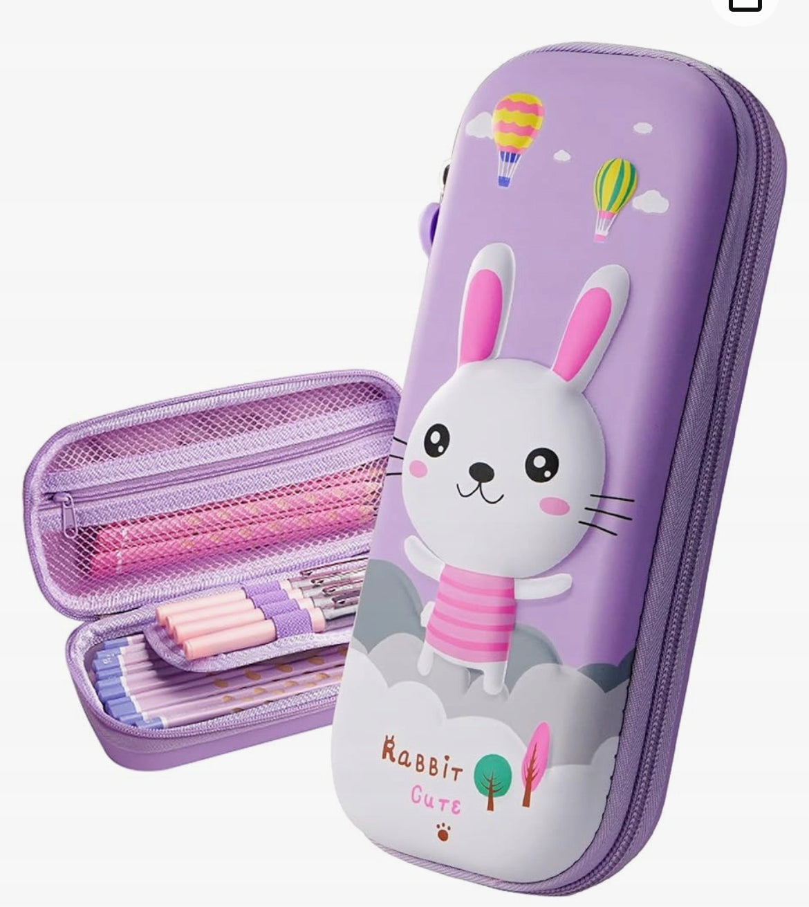 SCHOOL BACKPACK SATCHEL + PENCIL CASE RABBIT HARE glare MULTI-CHAMBER 3D Manufacturer code PIÓRNIK ZAJĄC + PLECAK SZKOLNY + brelok