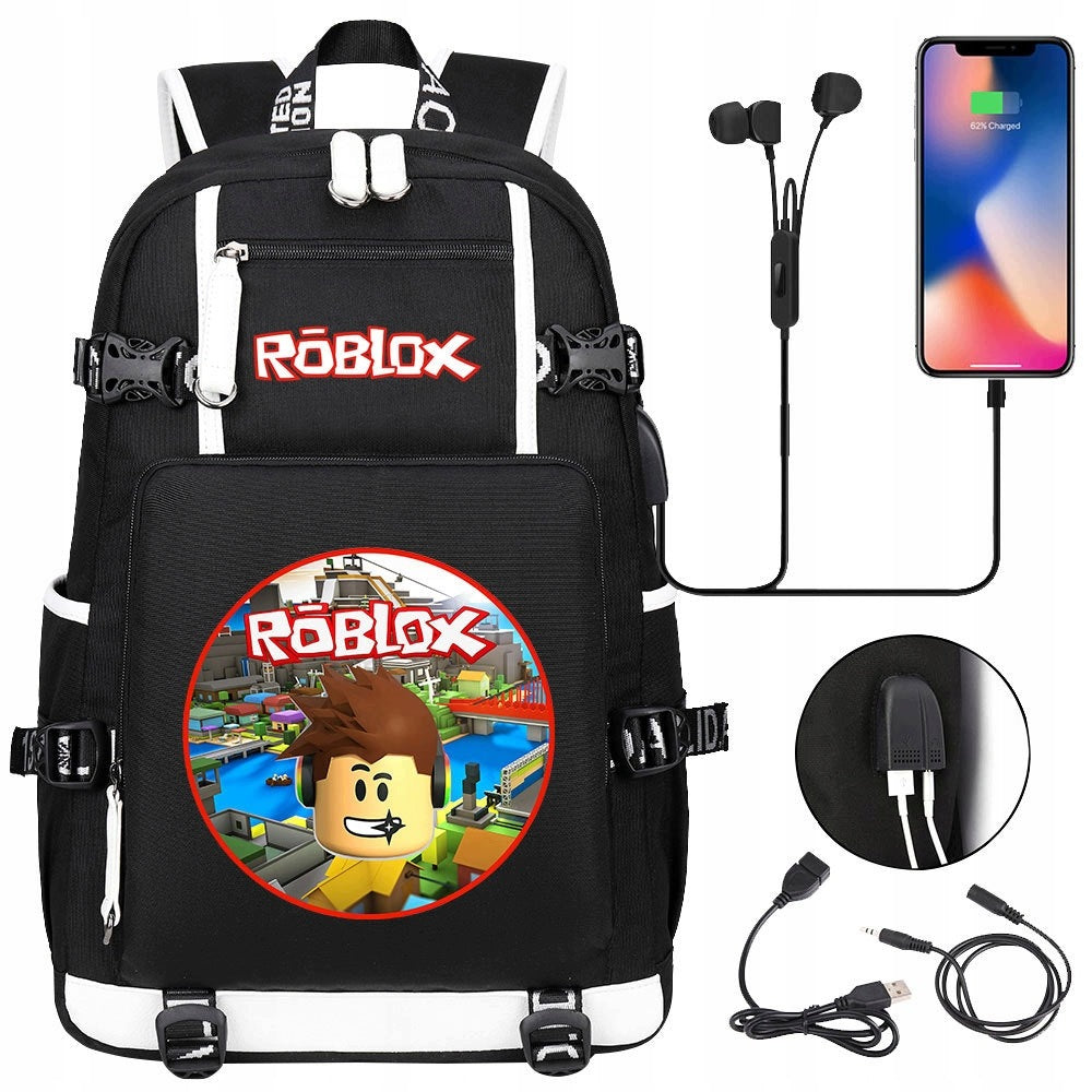 SCHOOL BACKPACK SATCHEL Roblox USB A4 LARGE COLORS MULTIPLE DESIGNS STYLE NEW