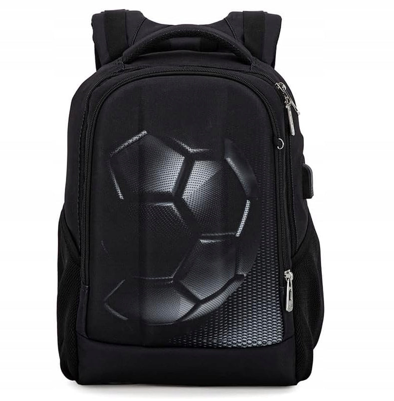 SCHOOL BACKPACK SATCHEL USB football (D085)