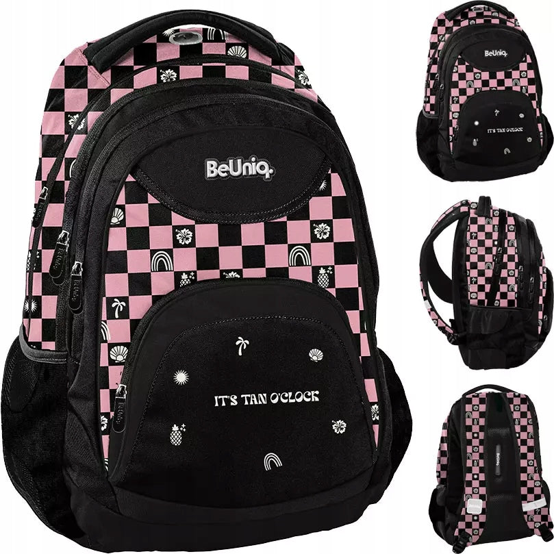 SCHOOL BACKPACK SATCHEL YOUTH CHESSBOARD TRELLIS FOR GIRLS