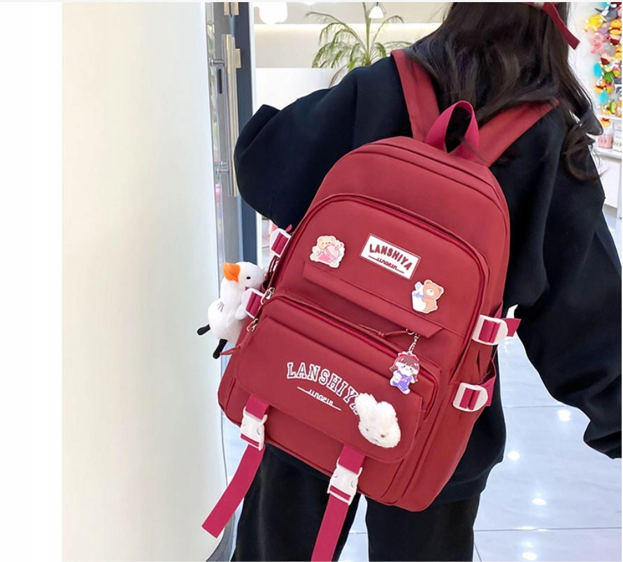 SCHOOL BACKPACK SATCHEL YOUTH PENCIL CASE BAG POUCH LARGE SET Manufacturer code CZERWONY WYGODNY MODNY KLASA 1-3 WYTRZYMAŁY