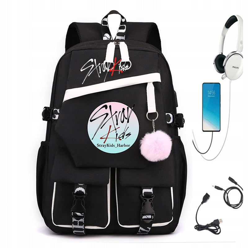 SCHOOL BACKPACK SATCHEL stray kids USB A4 LARGE COLORS MULTIPLE DESIGNS STYLE Brand no brand