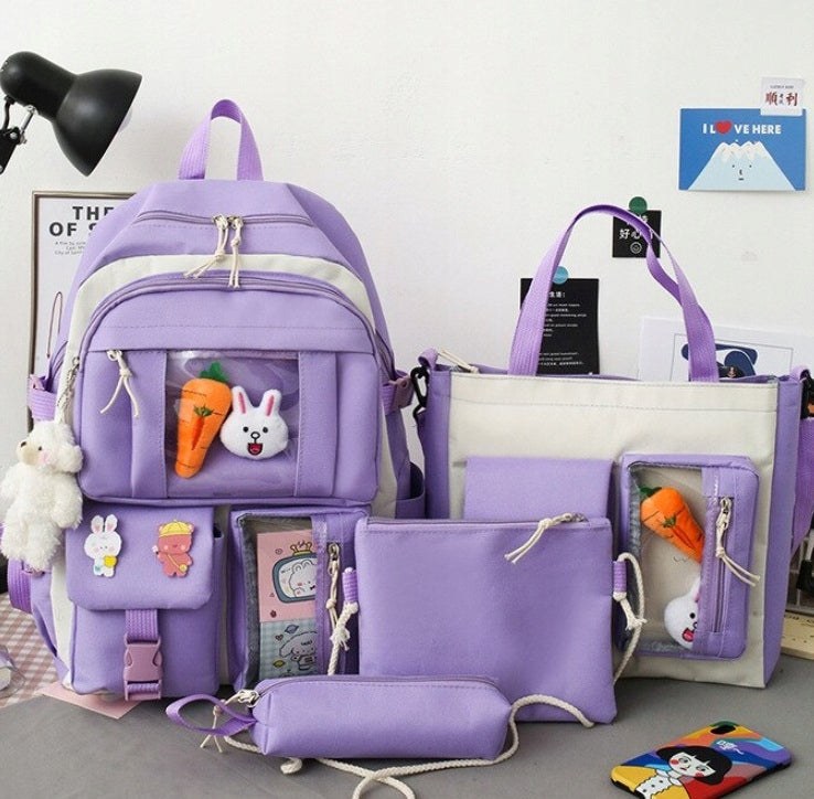 SCHOOL BACKPACK SET PENCIL CASE BAG 4in1 (D053) Brand K&M