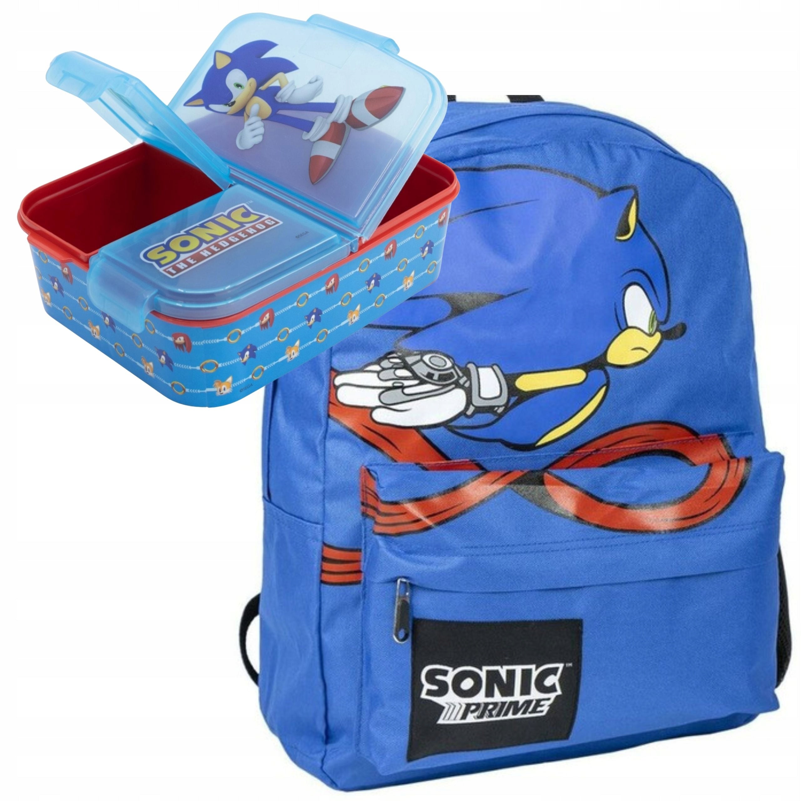 SCHOOL BACKPACK SINGLE-CHAMBER SONIC LARGE ROOMY 42x32x12 cm + BREAKFAST Manufacturer code BajkowaStrefa.pl ZESTAW SONIC PLECAK