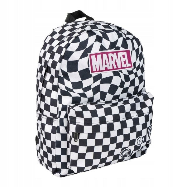 SCHOOL BACKPACK SINGLE COMPARTMENT SPACIOUS LARGE Marvel chessboard 42x32x12cm Manufacturer code BajkowaStrefa.pl plecak Marvel