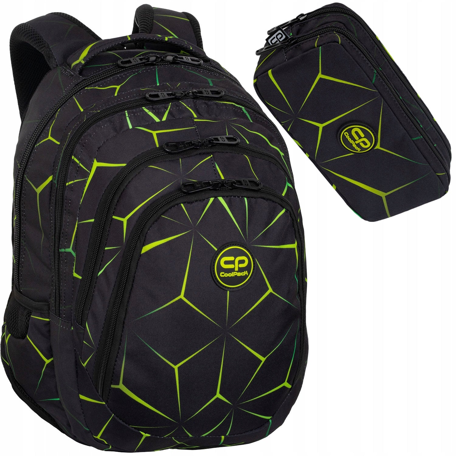 SCHOOL BACKPACK SPORTS YOUTH 3D QUAKE PENCIL CASE SET COOLPACK