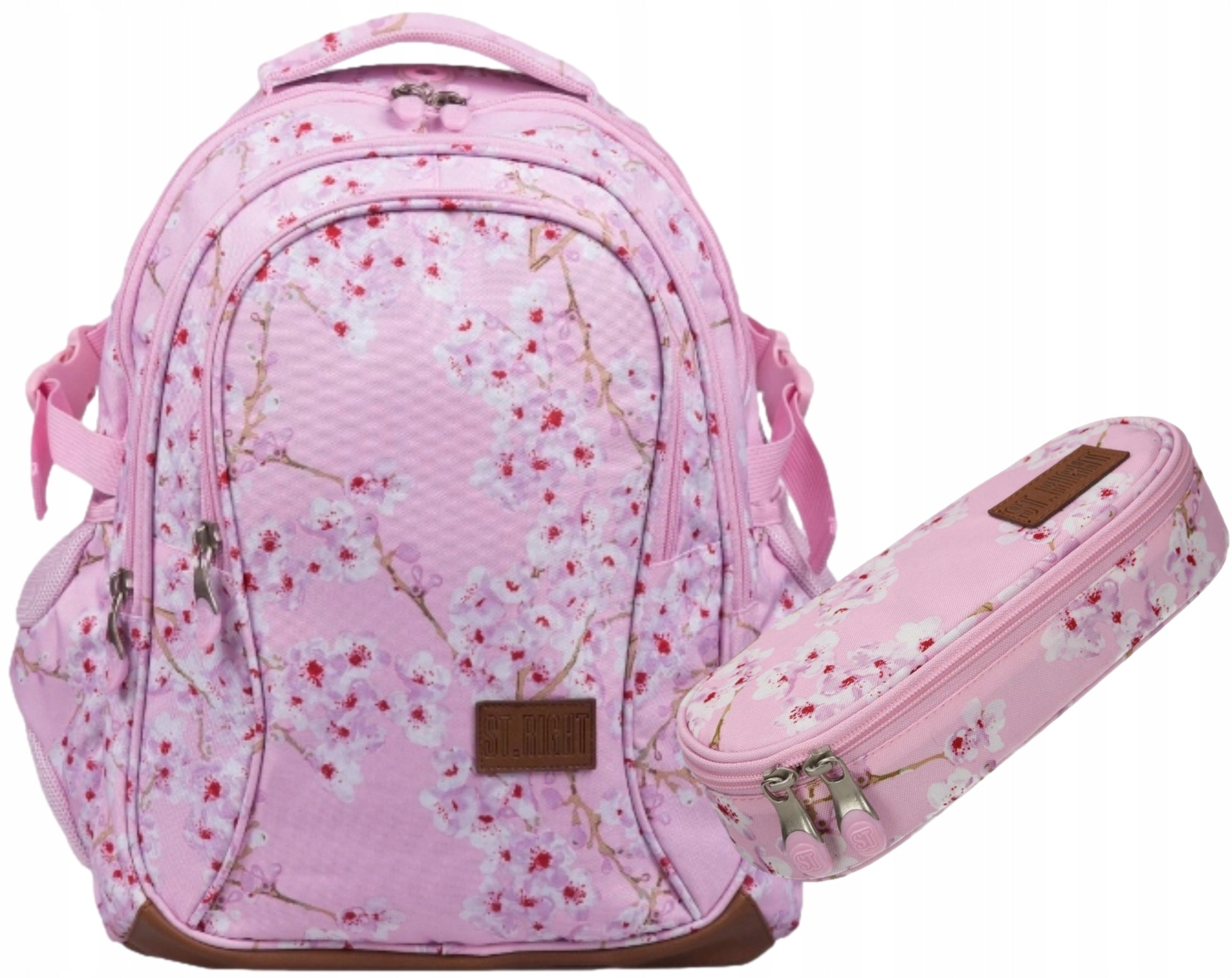 SCHOOL BACKPACK ST.RIGHT BP-01 2in1 PENCIL CASE CHERRY BLOSSOM Packaging status original