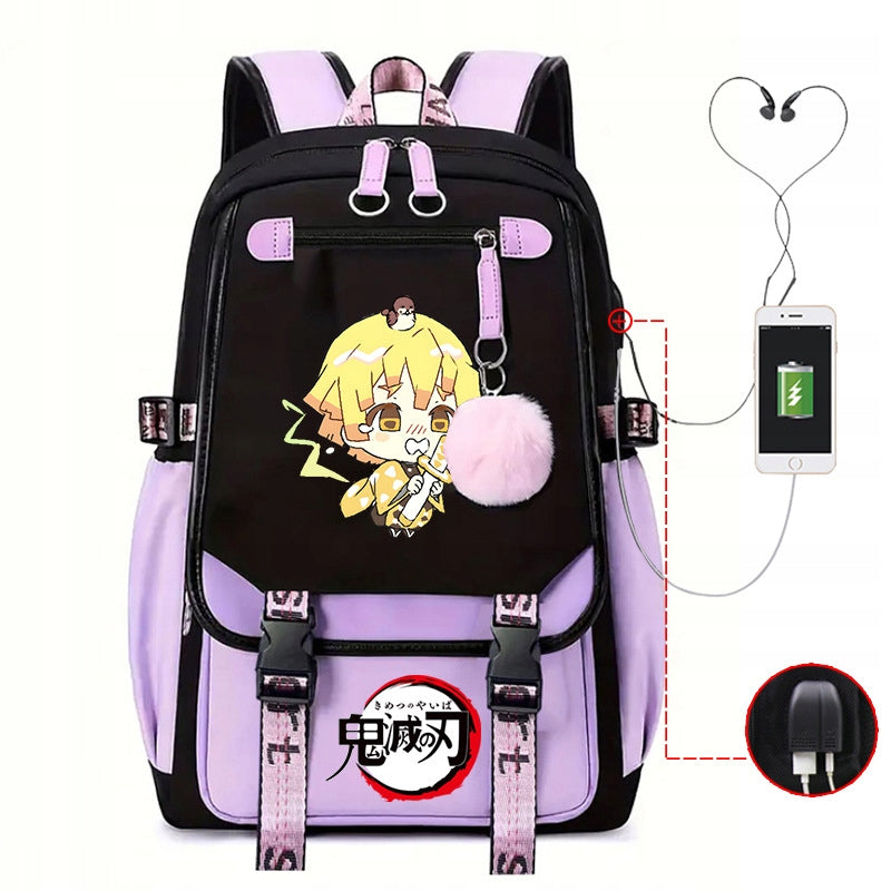 SCHOOL BACKPACK TORNISTER Demon Slayer USB PATTERNS A4 LARGE high quality