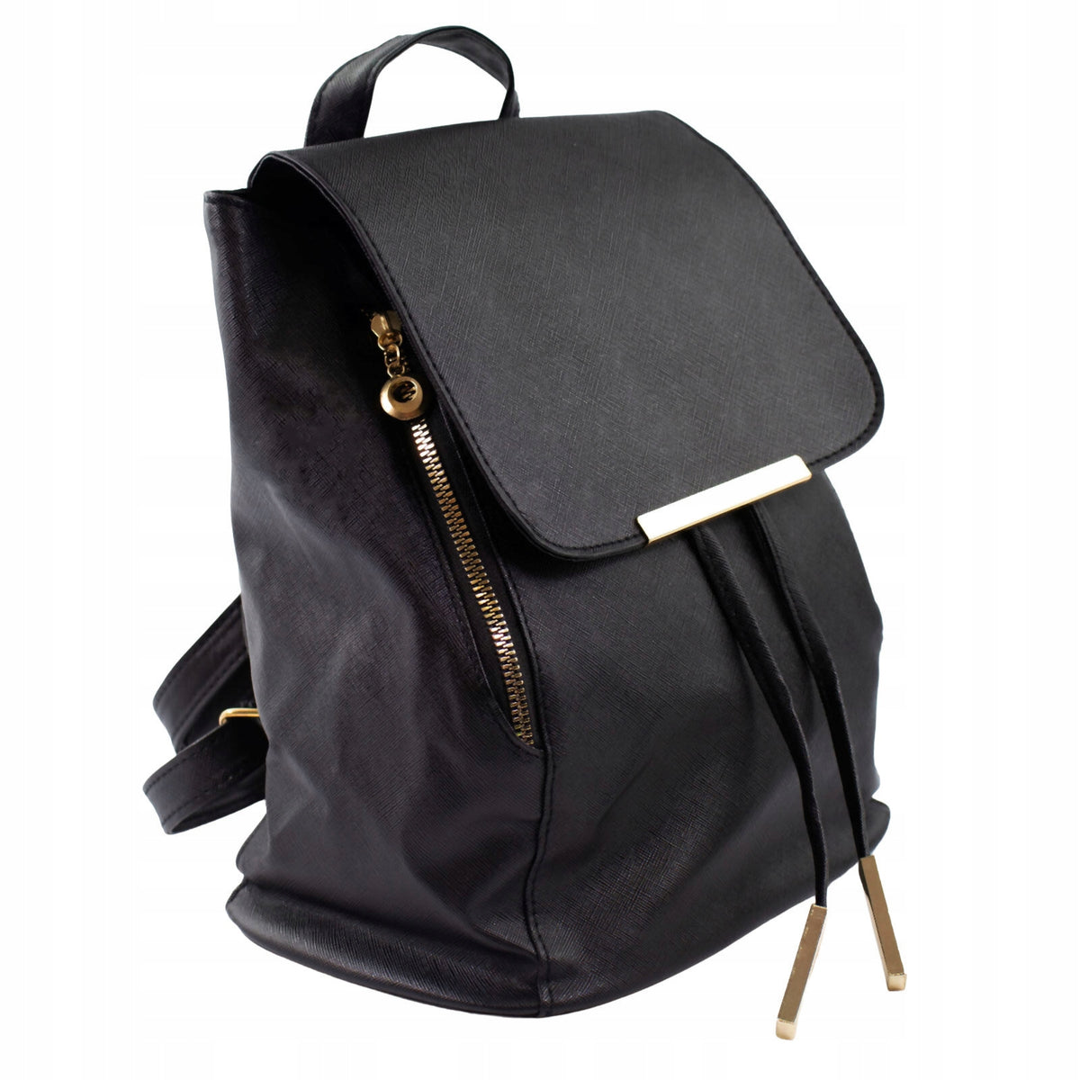 SCHOOL BACKPACK WOMEN'S LEATHER URBAN YOUTH LEATHER BAG LARGE BLACK Brand Ecarla