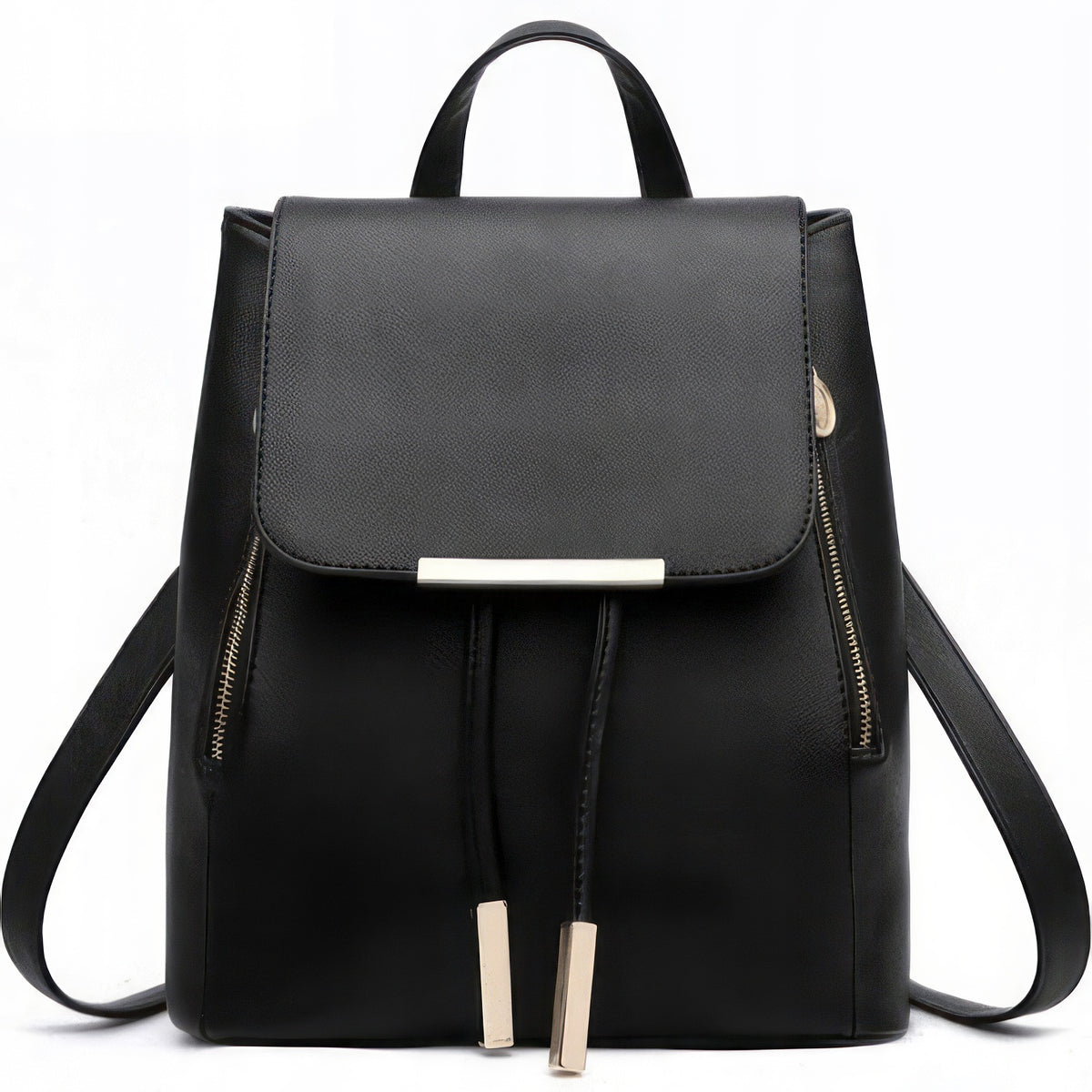 SCHOOL BACKPACK WOMEN'S LEATHER URBAN YOUTH LEATHER BAG LARGE BLACK
