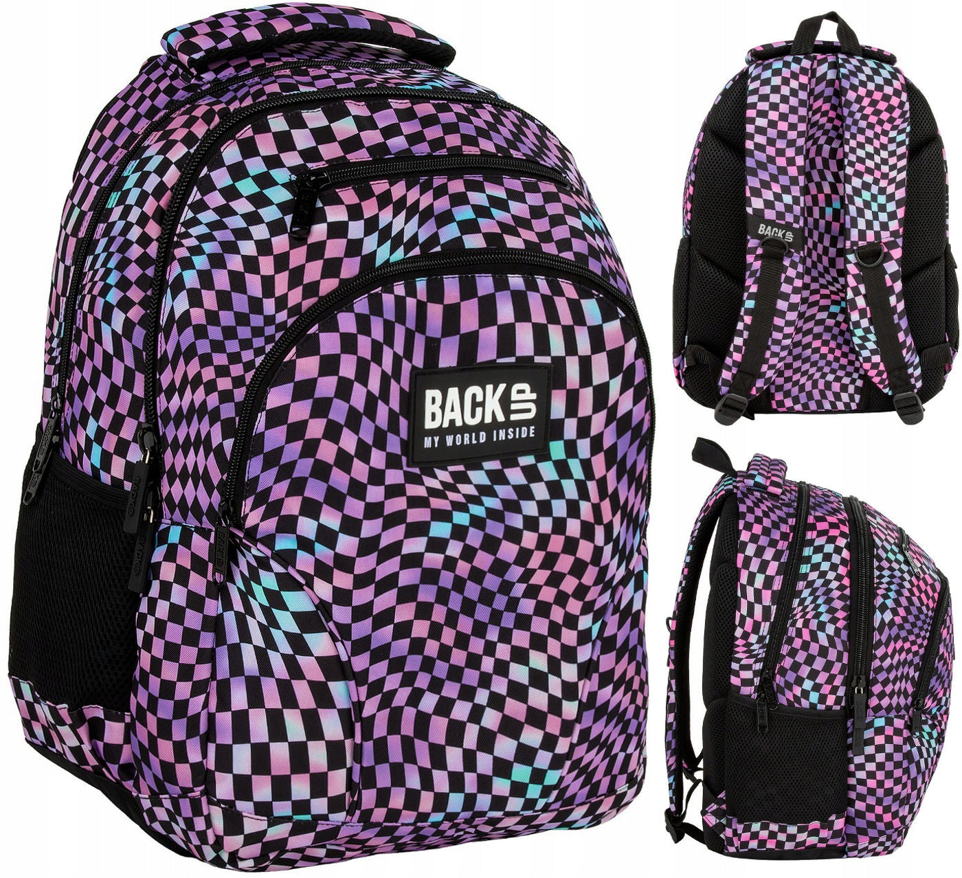 SCHOOL BACKPACK YOUTH BACKUP CHESSBOARD COLORFUL GRILLE W20