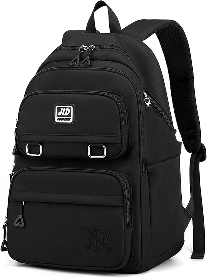 SCHOOL BACKPACK YOUTH BLACK FASHIONABLE MULTI-CHAMBER WATERPROOF LARGE 30L