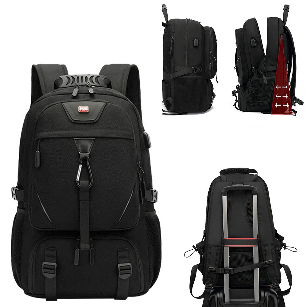 SCHOOL BACKPACK YOUTH BLACK FASHIONABLE MULTI-CHAMBER WATERPROOF LARGE 80L Color black