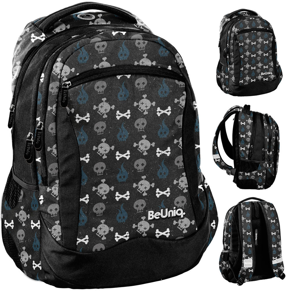 SCHOOL BACKPACK YOUTH BLACK SKULL