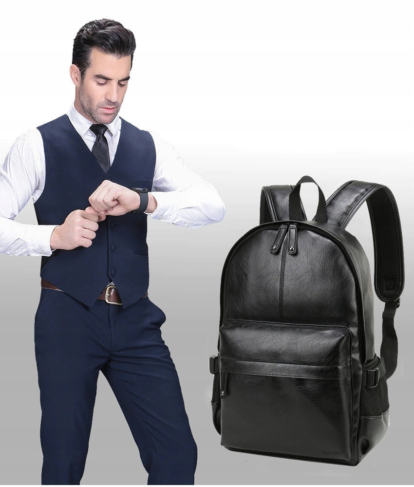 SCHOOL BACKPACK YOUTH BLACK UNISEX CLASSIC LEATHER ECO LEATHER EAN (GTIN) 5903794934375