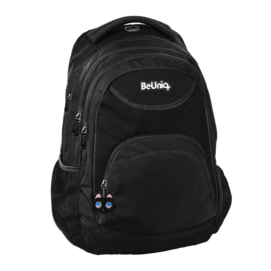 SCHOOL BACKPACK YOUTH CAT BLACK BeUniq