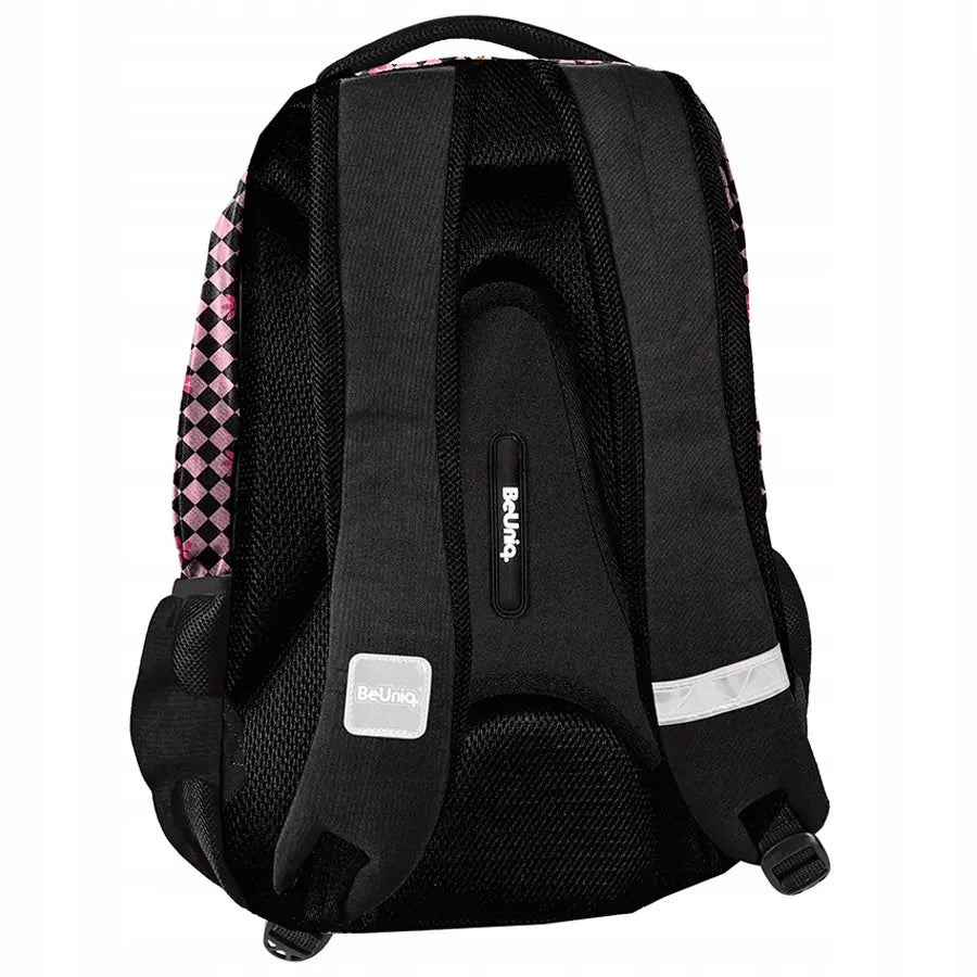 SCHOOL BACKPACK YOUTH CHESSBOARD LATTICE FOR GIRLS PINK Brand BeUniq