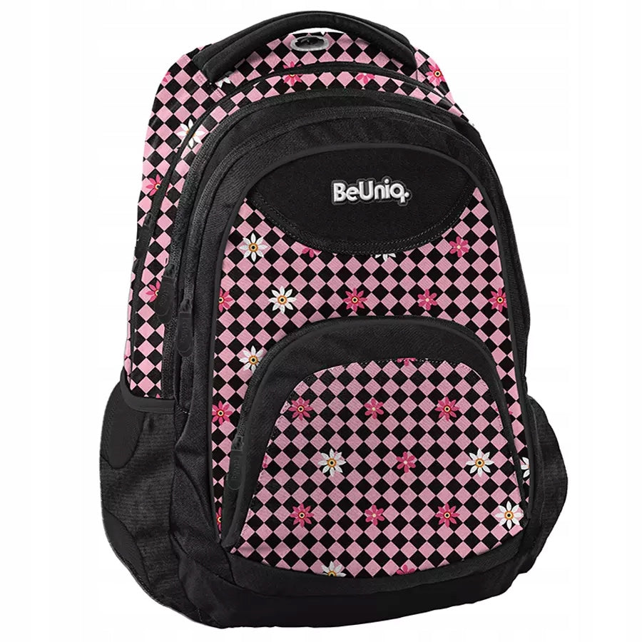 SCHOOL BACKPACK YOUTH CHESSBOARD LATTICE FOR GIRLS PINK Manufacturer code BU25KR-2708