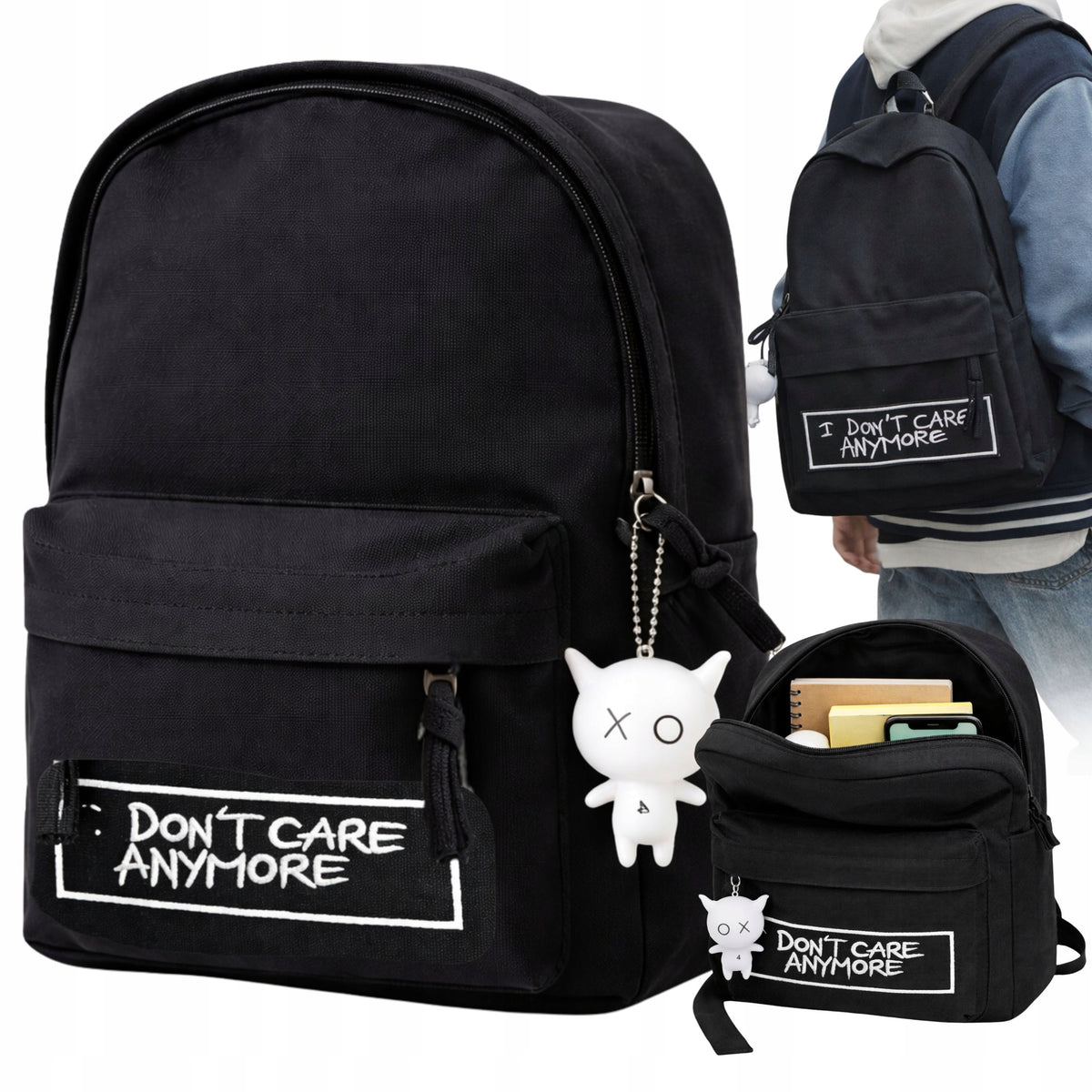 SCHOOL BACKPACK YOUTH CITY FOR SCHOOL TO WORK LIGHT ROOMY BLACK