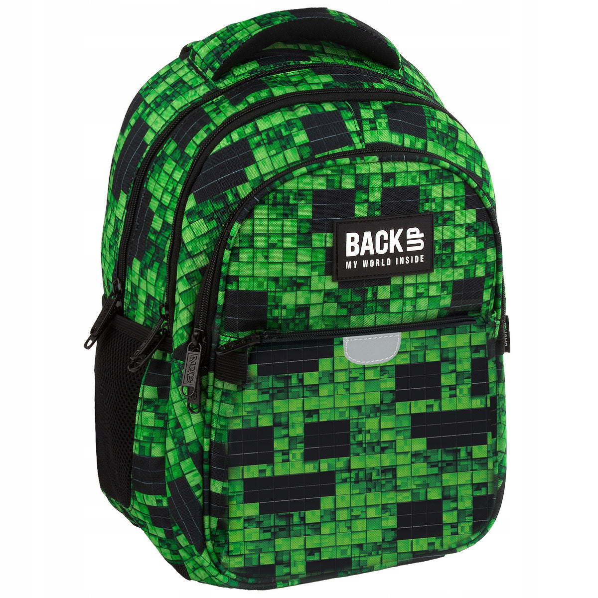 SCHOOL BACKPACK YOUTH GAME GRID 24L BLACK-GREEN BACK UP